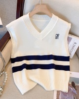 All-match slim wool vest mixed colors knitted sweater for women