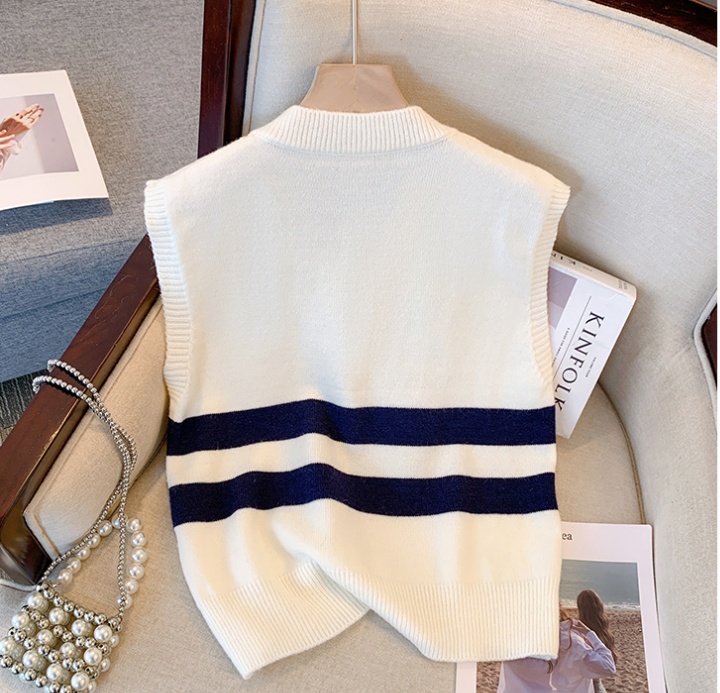 All-match slim wool vest mixed colors knitted sweater for women