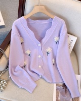 Loose V-neck all-match spring slim simple sweater for women