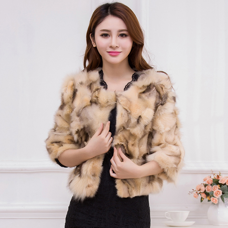 Imitation of fox fur short sleeve tops autumn fashion coat