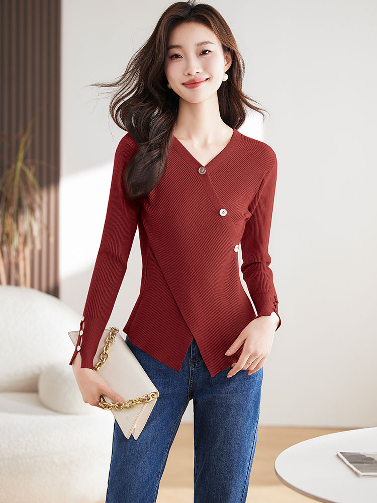 Pullover irregular tops Western style autumn sweater for women