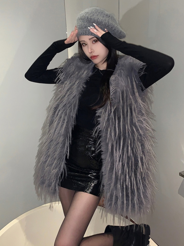 Tassels long coat autumn and winter raccoon fur vest
