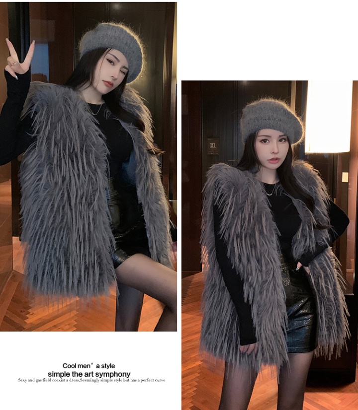 Tassels long coat autumn and winter raccoon fur vest