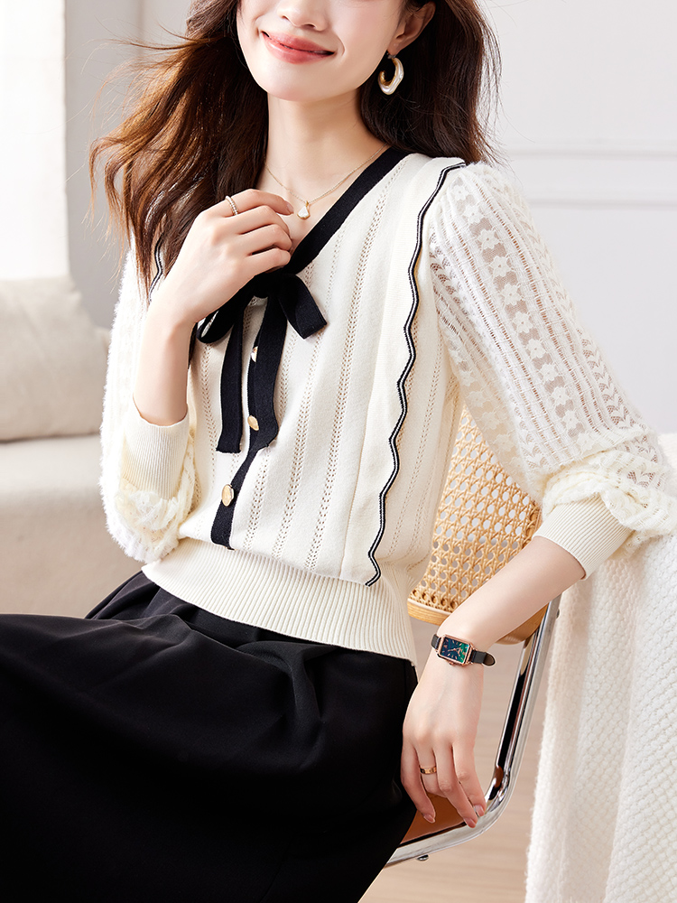 Autumn and winter V-neck frenum sweater for women