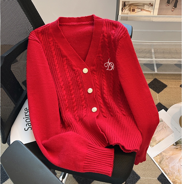 Knitted autumn sweater round neck tops for women