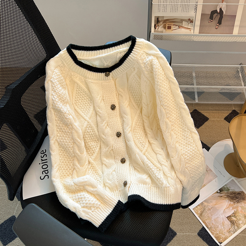 Knitted cardigan mixed colors tops for women