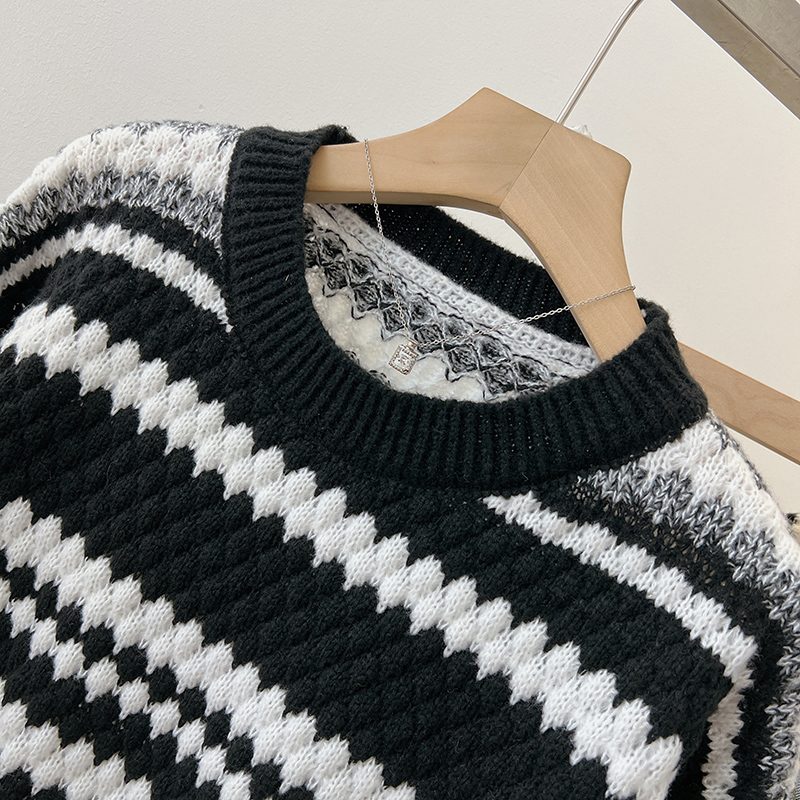 Stripe long sweater autumn and winter coat for women