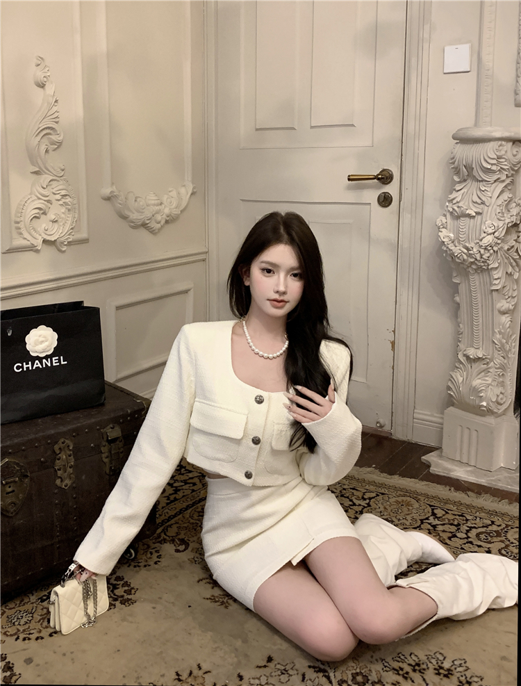 Korean style high waist coat slim skirt a set