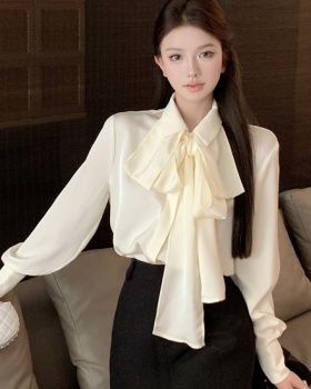 Korean style big streamer bow shirt