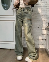 Mopping slim retro jeans loose washed pants for women