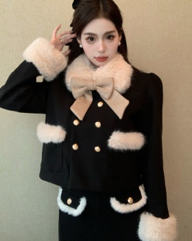 Thick clip cotton chanelstyle woolen coat