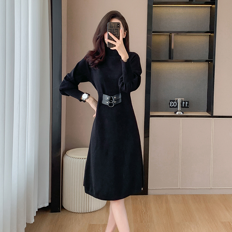 Temperament overcoat bottoming long dress