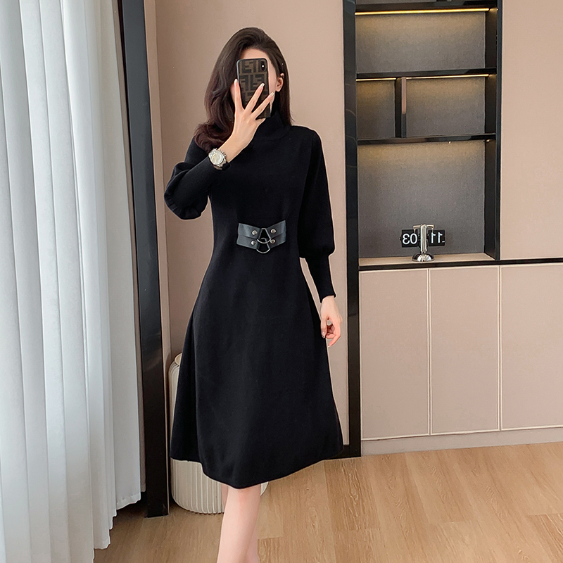 Temperament overcoat bottoming long dress