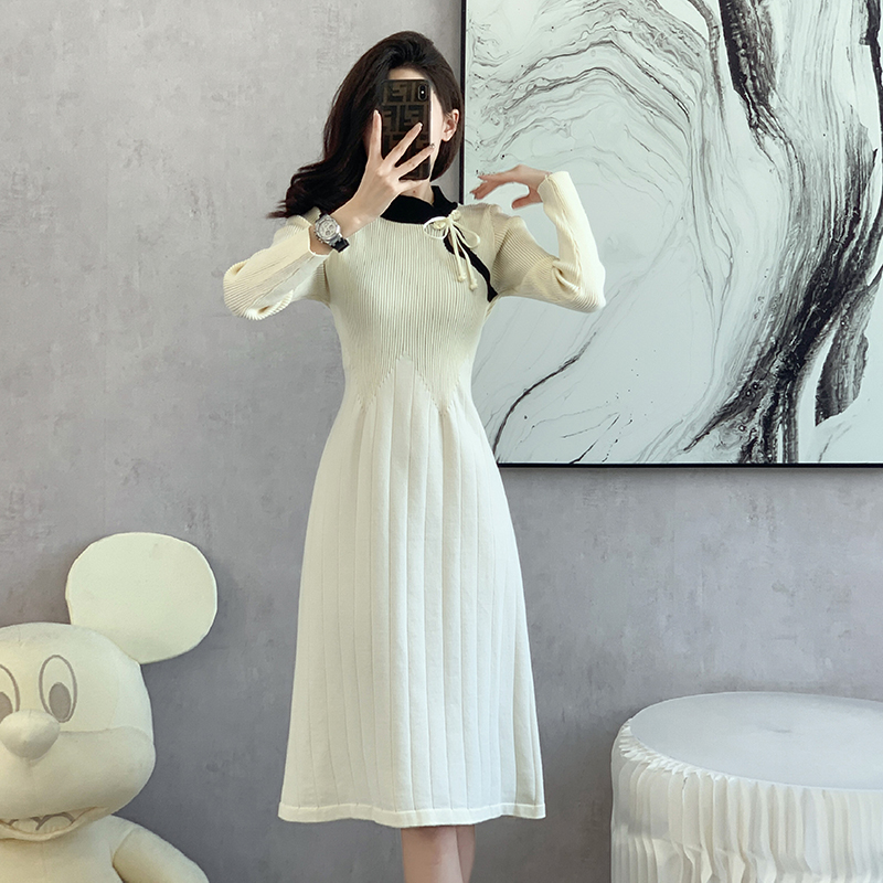 Autumn and winter knitted butterfly Chinese style dress