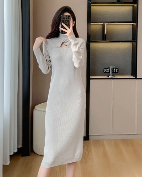 Autumn and winter knitted hollow France style long dress