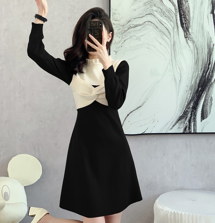 Knitted elegant autumn and winter stereoscopic dress
