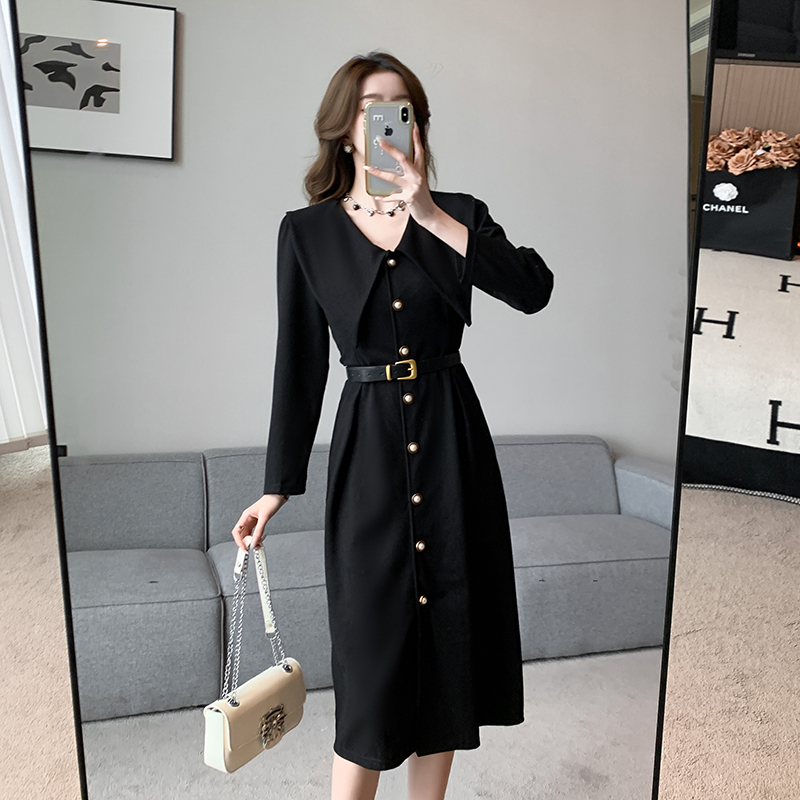 A-line single-breasted retro dress for women