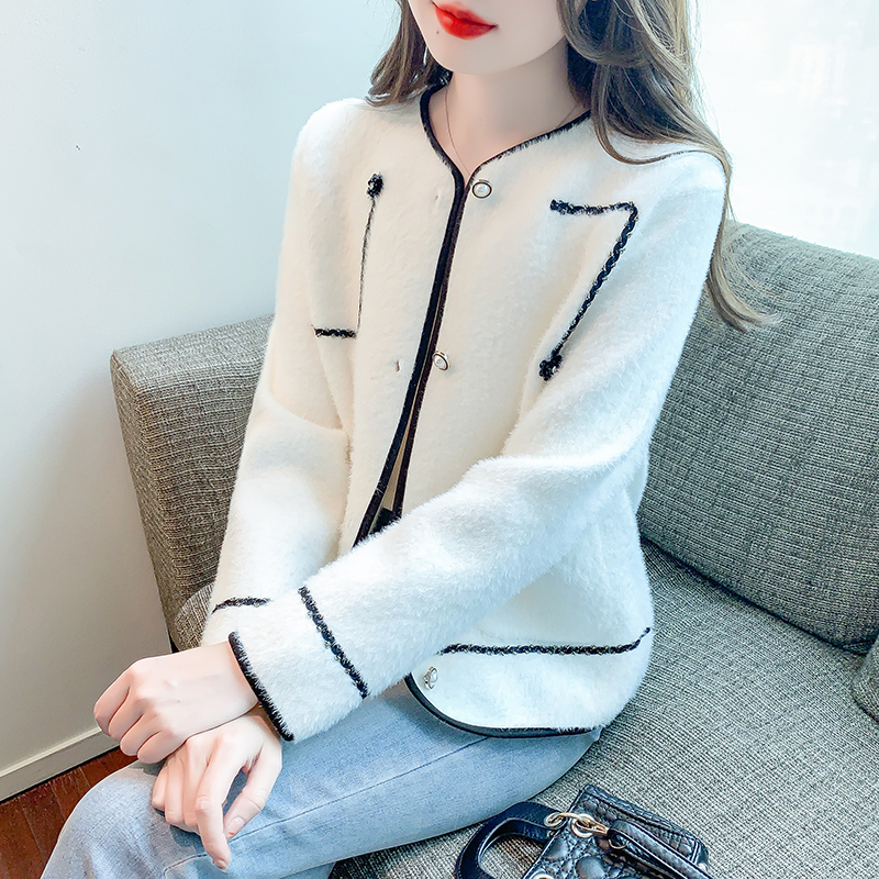 Chanelstyle autumn white tops Casual France style coat