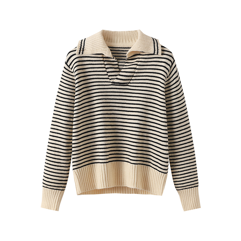 All-match stripe sweater loose autumn tops for women