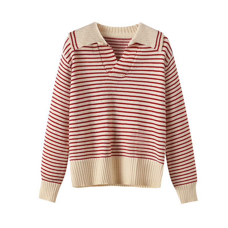 All-match stripe sweater loose autumn tops for women