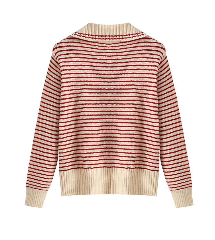 All-match stripe sweater loose autumn tops for women