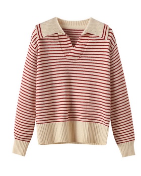 All-match stripe sweater loose autumn tops for women
