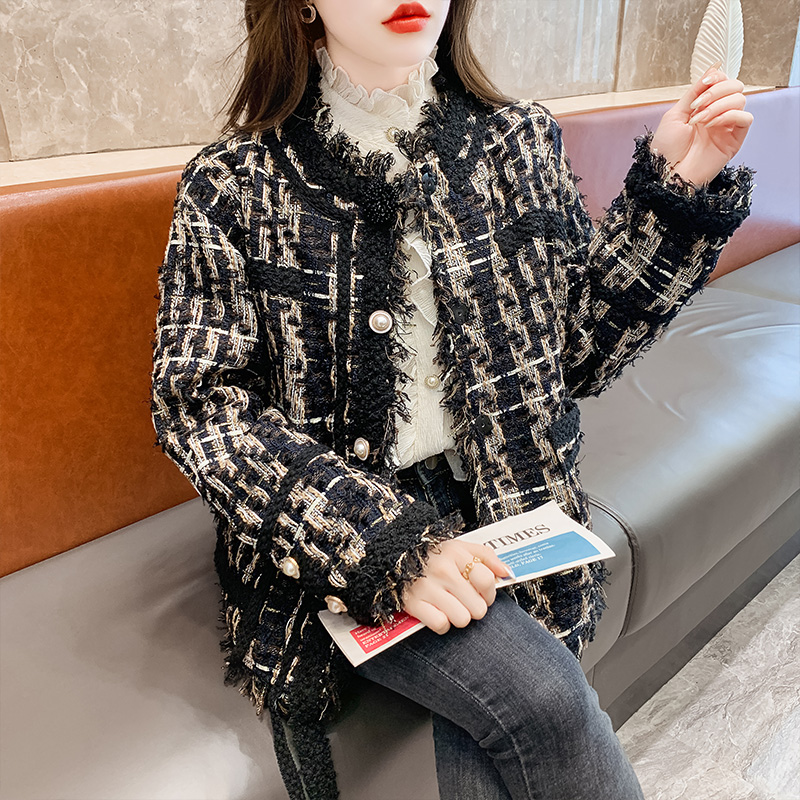 Weave tassels chanelstyle wool coat for women