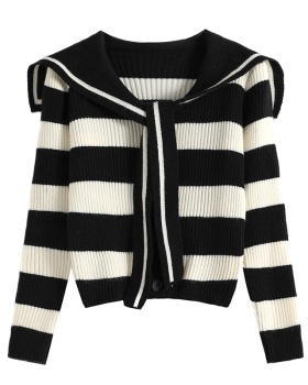 Slim autumn and winter sweater navy collar coat for women