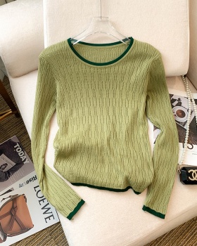 Contrast color collar tops Korean style sweater for women