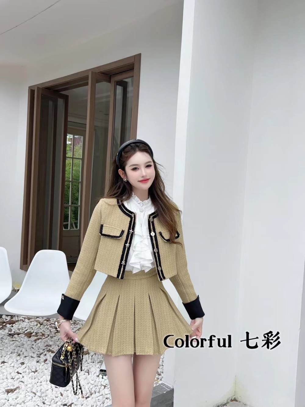 Chanelstyle coat short skirt 2pcs set for women