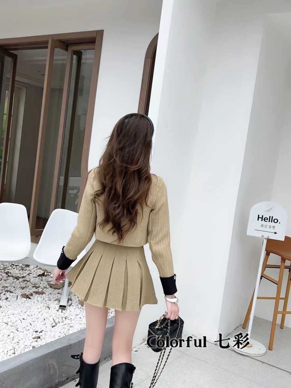 Chanelstyle coat short skirt 2pcs set for women