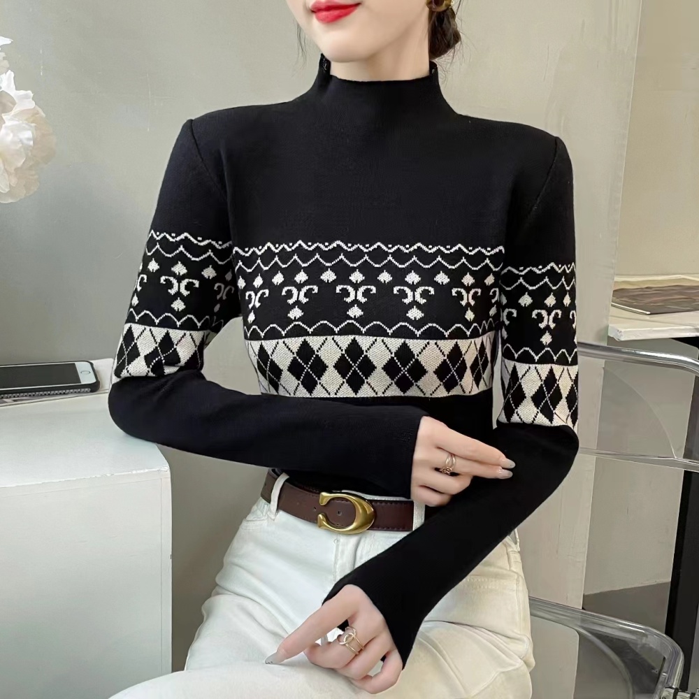 Autumn bottoming shirt high collar sweater for women