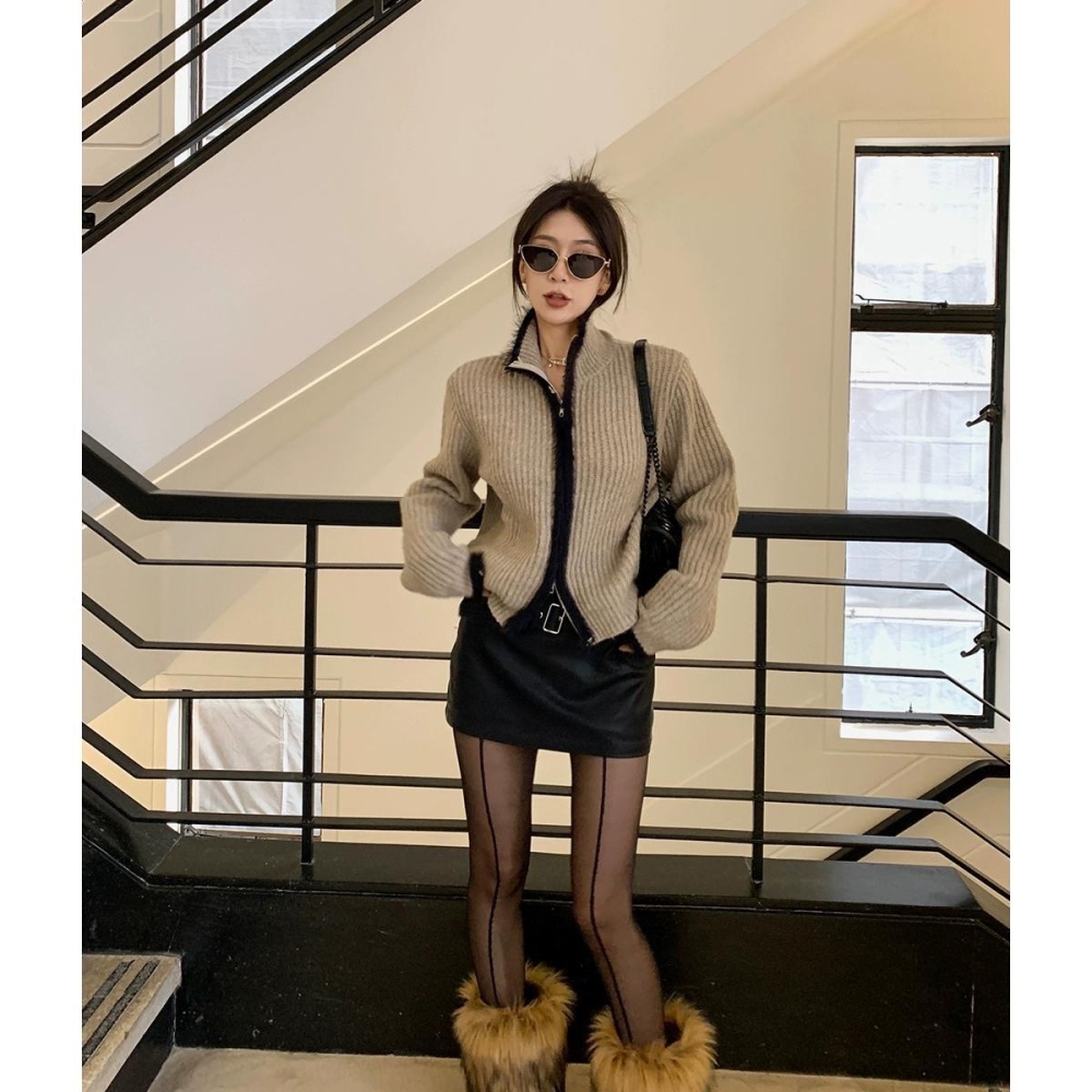 Lazy spring retro sweater knitted loose coat for women