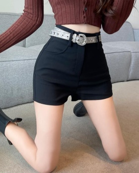 High waist sexy black belt tight spicegirl shorts