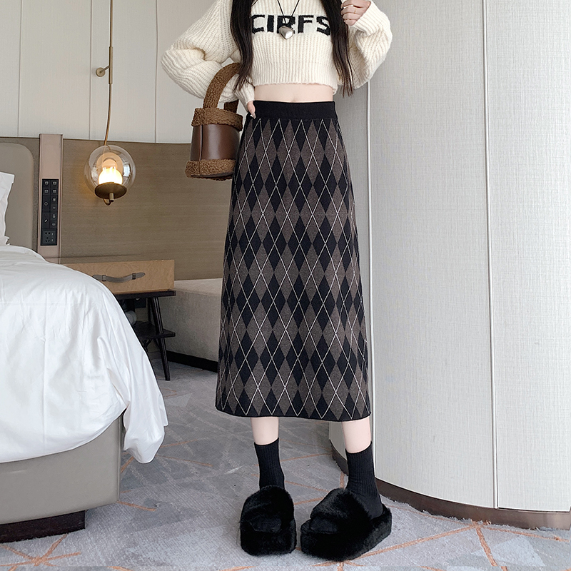 Slim knitted big skirt high waist skirt for women