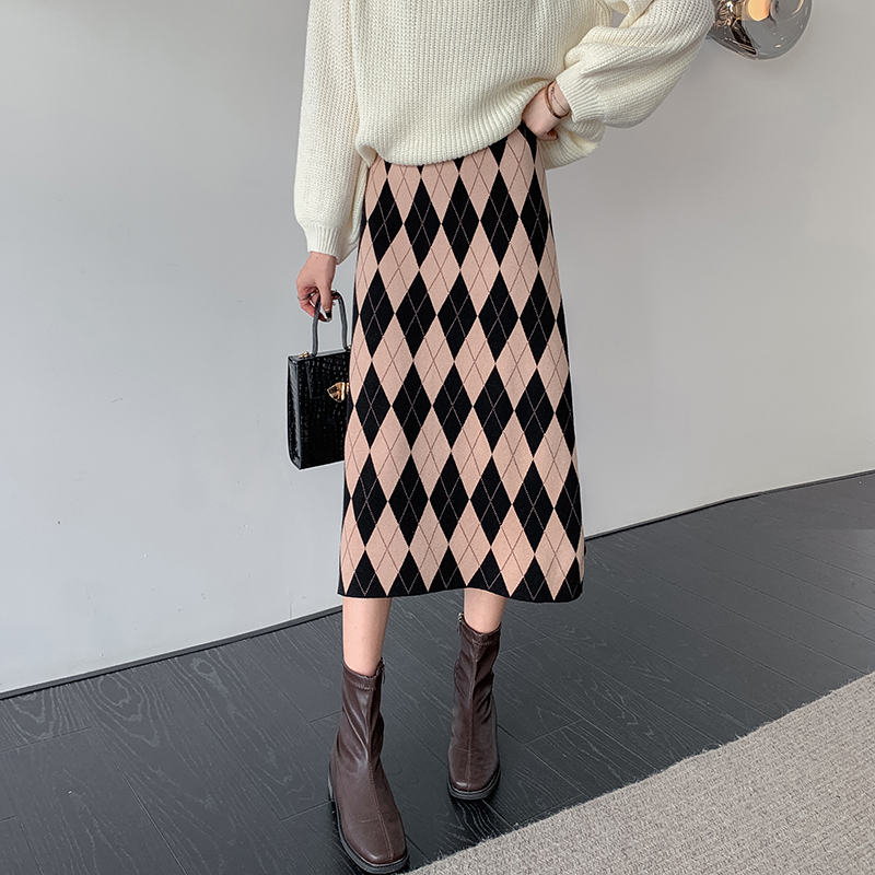 Slim knitted big skirt high waist skirt for women