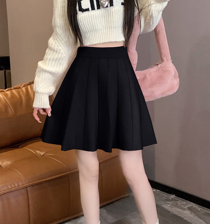Knitted Korean style loose skirt A-line pleated short skirt
