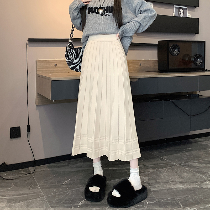 Autumn and winter slim A-line thick long skirt for women