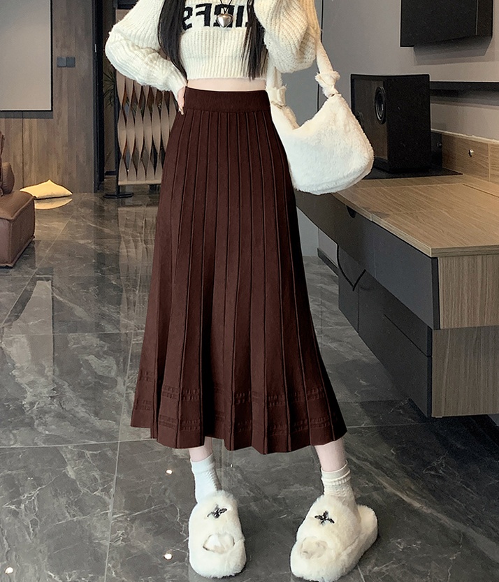 Autumn and winter slim A-line thick long skirt for women