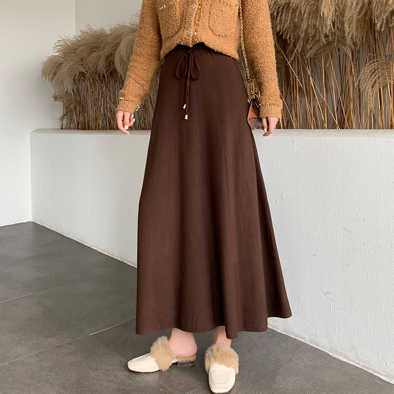 Slim knitted skirt large yard pleated long skirt for women