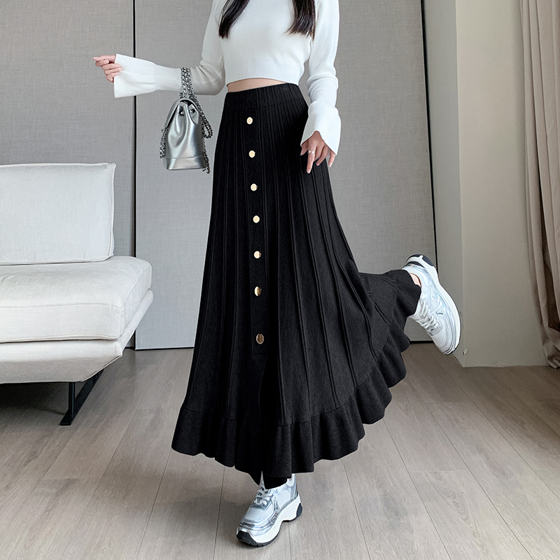 Wood ear slim long skirt big skirt skirt for women