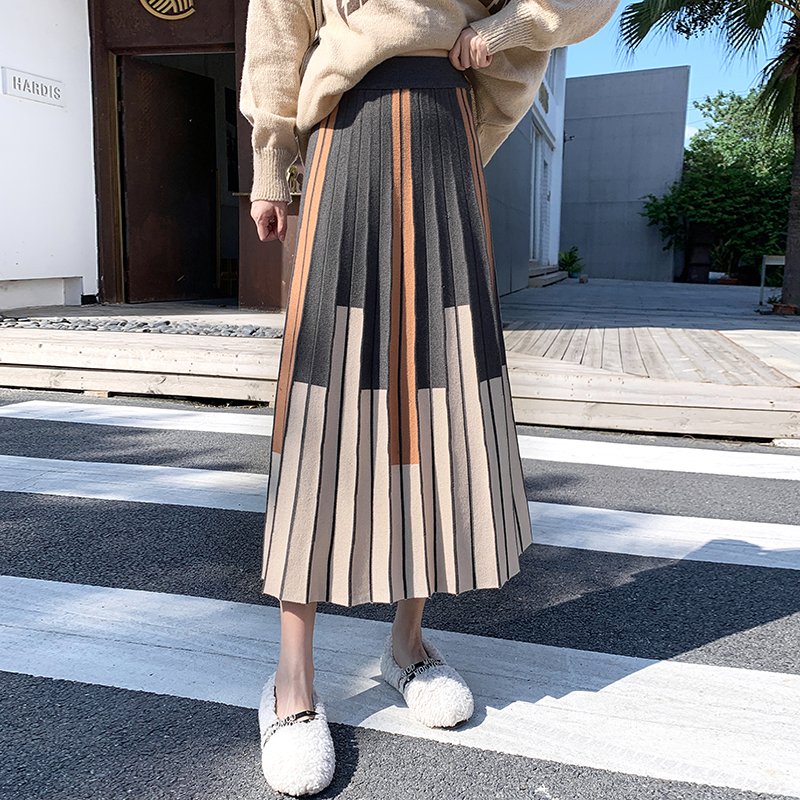 A-line autumn and winter long skirt for women