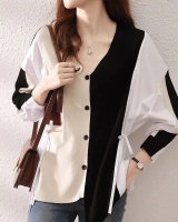 Pinched waist loose shirt knitted cardigan for women