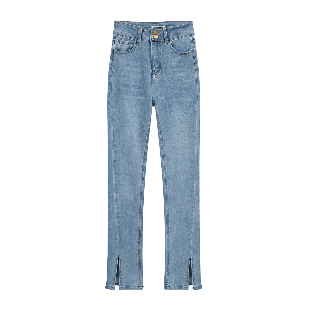 Slim split autumn jeans high waist washed long pants