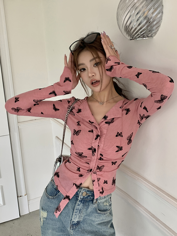 Butterfly autumn tops bottoming slim sweater