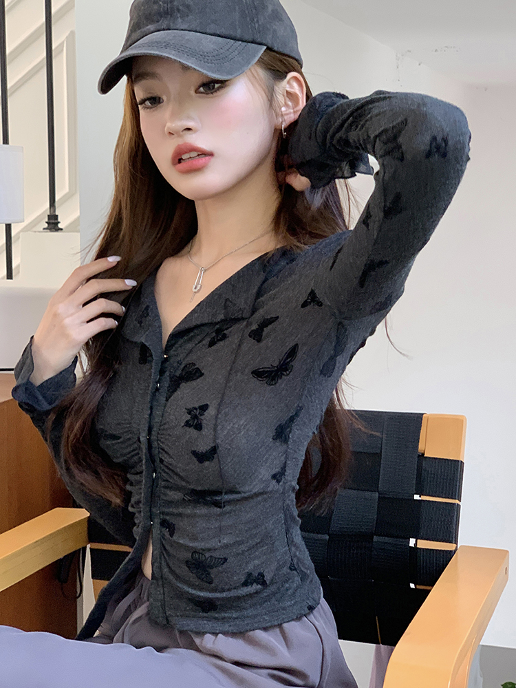 Butterfly autumn tops bottoming slim sweater