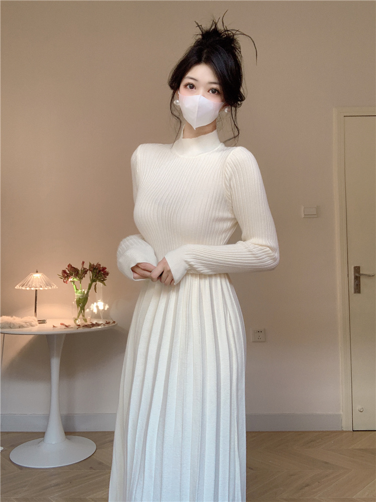 Long exceed knee dress bottoming sweater dress for women