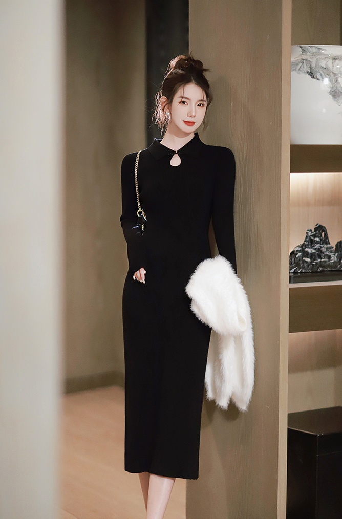 Knitted slim package hip bottoming temperament dress