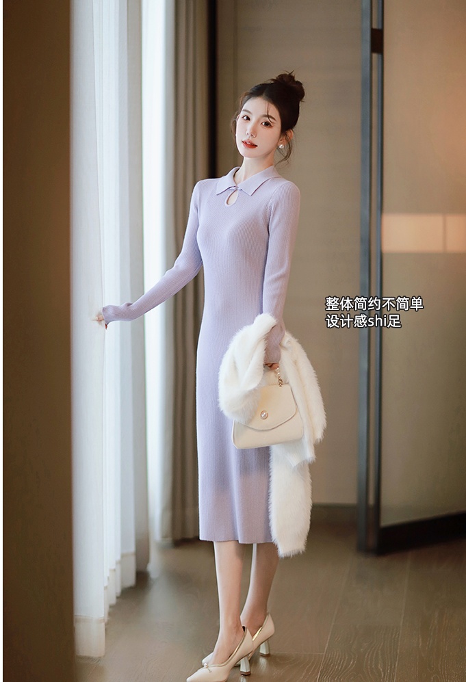 Knitted slim package hip bottoming temperament dress