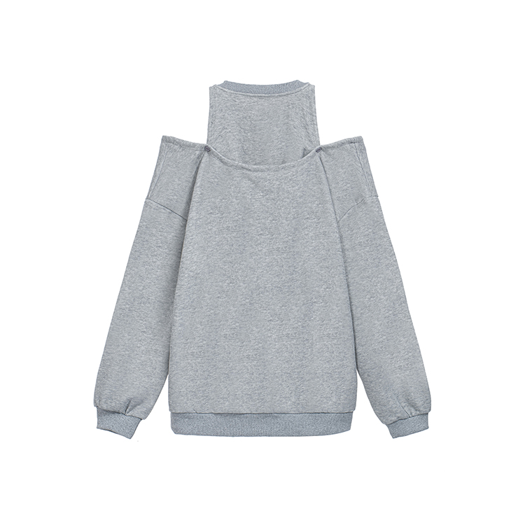 Lazy black-gray strapless tops slim autumn hoodie